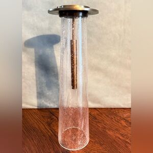 Studio A Seeded Glass Pillar Candle  Holder - Antique Brass - Lg